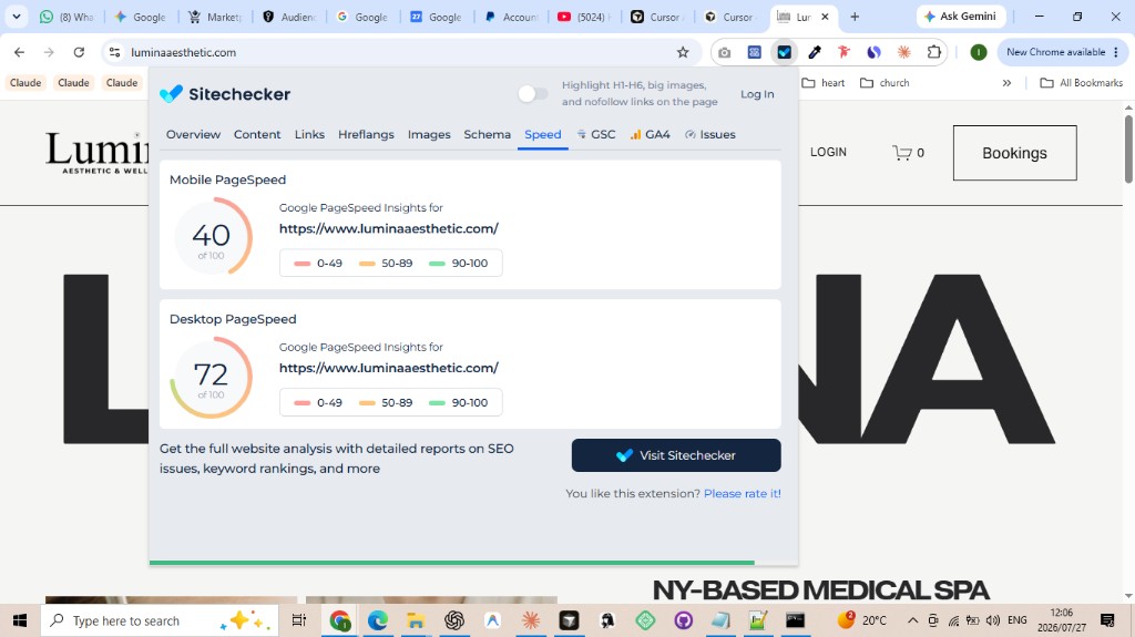 Mobile PageSpeed 40 Desktop 72